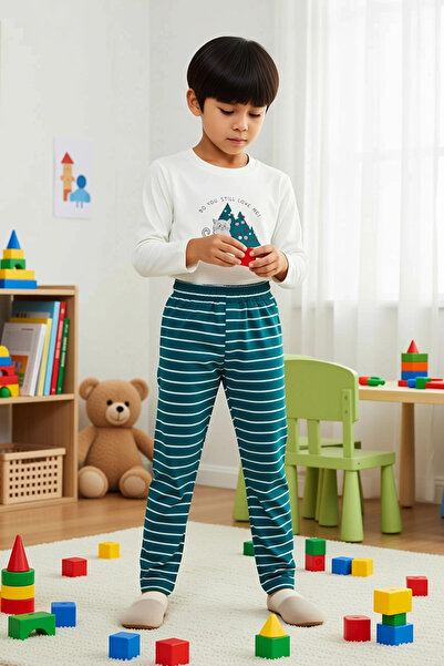 BENERLY Unisex dečija okrugla kragna standardna pidžama sa dugim rukavima, re...