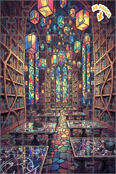 Teona Ahşap لغز خشبي مؤطر بطبقتين بتصميم مكتبة سحرية بمظهر لوحة زيتية فنية حد...