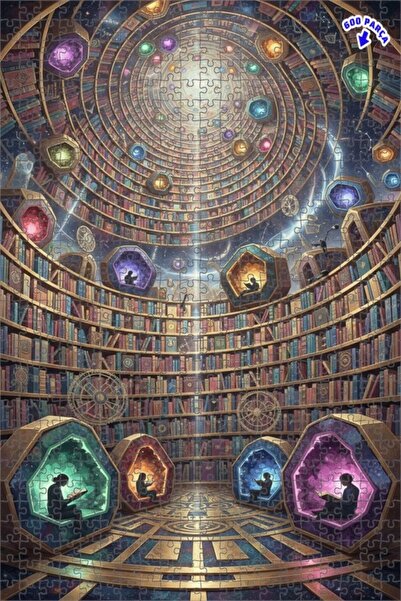 Teona Ahşap لغز خشبي مؤطر بطبقتين بمظهر فني رقمي من مكتبة الخيال 600 قطعة 50×35