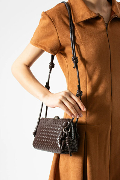 MioArt Knitted Patterned Adjustable Strap Charm Detailed Vintage Women's Shou...