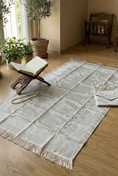 Lotus Dükkan İnci Serisi, Jakarlı, Çantalı Parlak Seccade – JKRSC – 02 – Yeşil