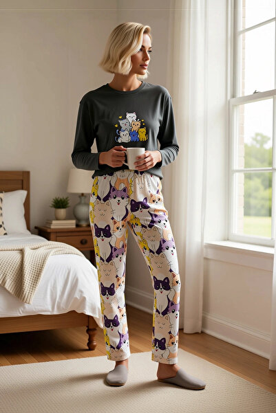 BENERLY Women's Crew Neck Long Sleeve Regular Fit Pajama Set Functional Durab...