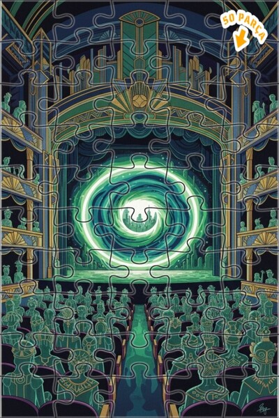 Teona Ahşap لوحة فنية مسرحية سحرية، لغز خشبي بإطار مزدوج الطبقات، 50 قطعة، 15×25