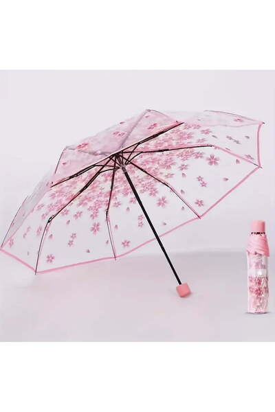 OEM Foldable Umbrella with Flowers, Pink