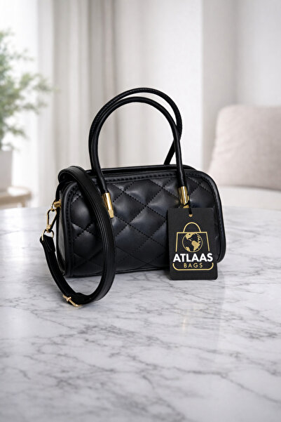 Atlaasbags Lotus Siyah Kapitone Desenli El ve Çapraz Çanta