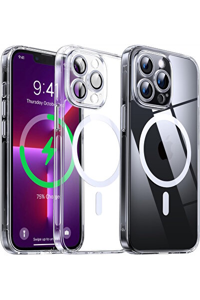 m.tk moveteck iPhone 13 Pro Kılıf Kamera Korumalı Magsafe Şarj Özellikli Şeff...