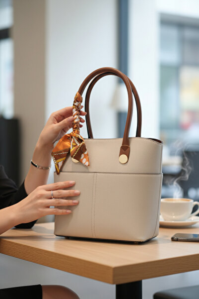 le NACAR Kadın Şık Günlük Fularlı El ve Omuz Çantası - Minimal Sade Tasarım