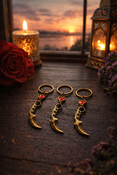 seymenbıçakçılık Breloc cu figurină cuțit-inimă, set de 3 – Cadou metalic con...