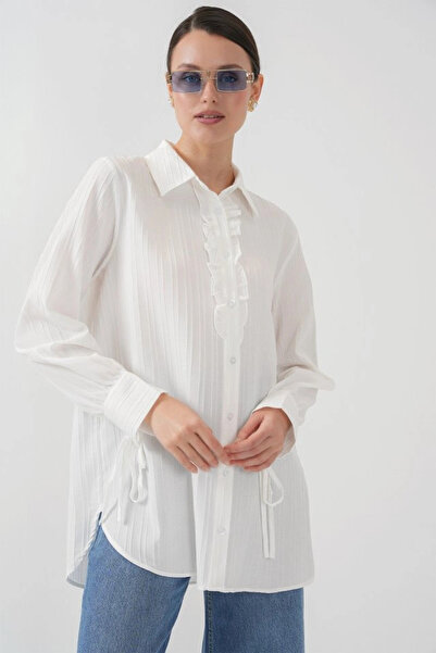 nedo7 Frilly Long Shirt Tunic 5953 - White