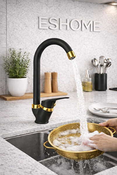 ESHOME صنبور مياه المطبخ بأنبوب من الباستون، هيكل من النحاس، ضمان لمدة عامين