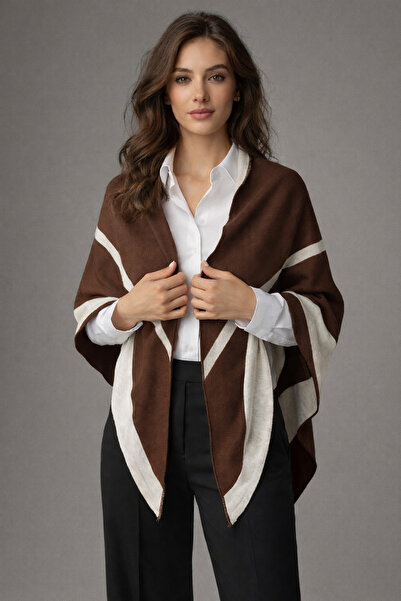 Sebir Moda Striped Triangle Two Color Knitwear Shawl