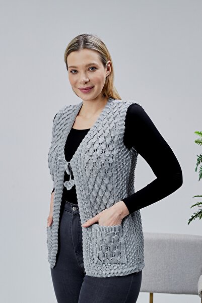 Jinx Wear Fashion Women's Angora Silvery Wool Knitted Pocketed Mother Knitwea...
