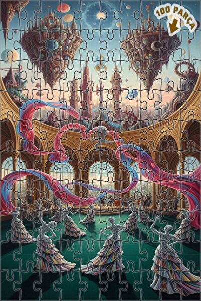 Teona Ahşap لغز خشبي رائع على شكل جالاكسي بيلز ذو طابقين بإطار 100 قطعة 25×25