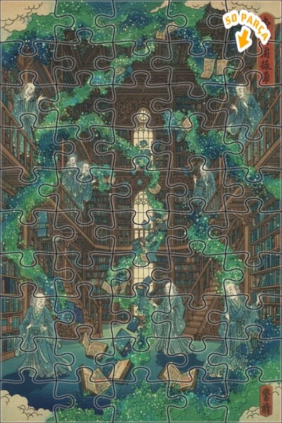 Teona Ahşap لغز خشبي مؤطر بطبقتين من مكتبة الحكمة السحرية 50 قطعة 15×25