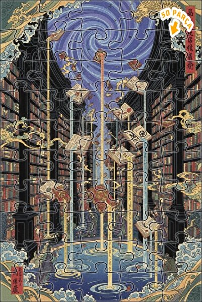 Teona Ahşap لغز خشبي بمظهر لوحة زيتية سحرية للمكتبة الغامضة 50 قطعة 15×25