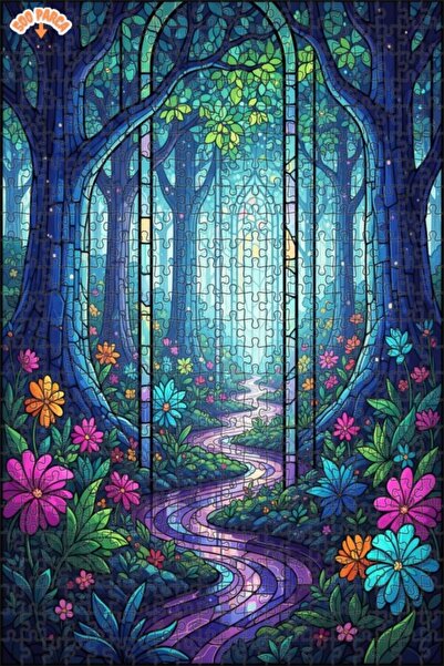 Teona Ahşap لغز خشبي مؤطر بطبقتين من فن الفسيفساء الغابة السحرية 500 قطعة 50x30