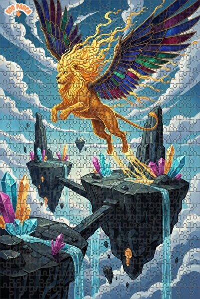 Teona Ahşap لغز خشبي على شكل أسد مجنح يكشف عن جزيرة كريستالية بمظهر مائي 500 ...