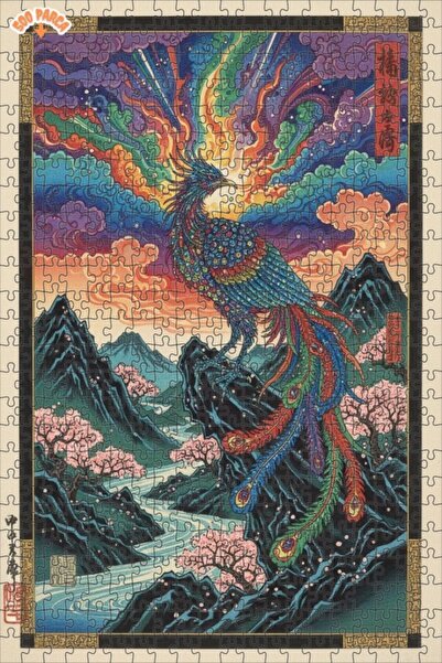 Teona Ahşap لغز خشبي ملون رائع بتصميم طائر التنين ذو الطبقتين، 500 قطعة، مقاس...