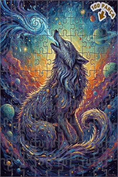 Teona Ahşap لغز خشبي بإطار مزدوج الطبقات بمظهر لوحة زيتية لذئب يصرخ كونيًا، 1...