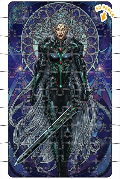 Teona Ahşap لغز خشبي بإطار مزدوج الطبقات بمظهر لوحة زيتية لمحارب إلفين قوي 50...