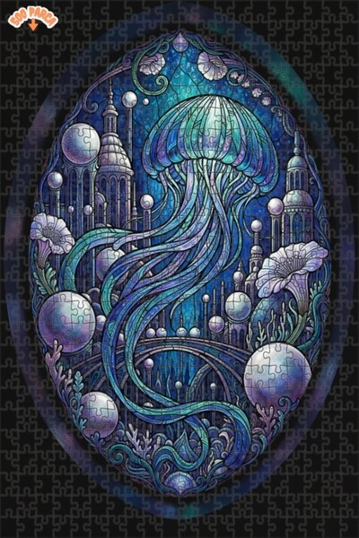 Teona Ahşap لغز خشبي مؤطر من طابقين بتصميم مدينة تحت البحر السحرية وفن الفسيف...