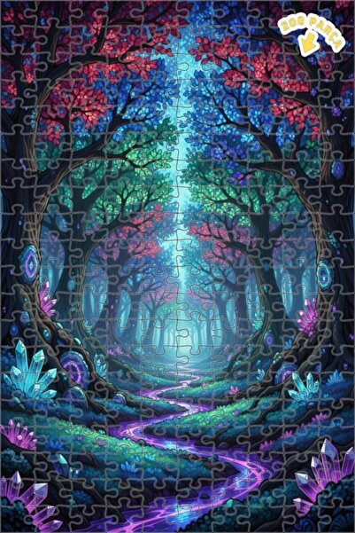 Teona Ahşap لغز فني بتصميم غابة سحرية ونهر كريستالي بمظهر لوحة زيتية 200 قطعة...