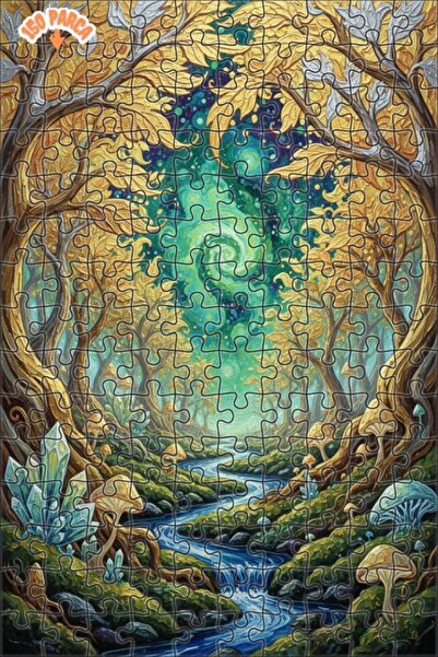 Teona Ahşap لوحة فنية تصور مشهد نهر الغابة الغامضة، 150 قطعة، 20×30