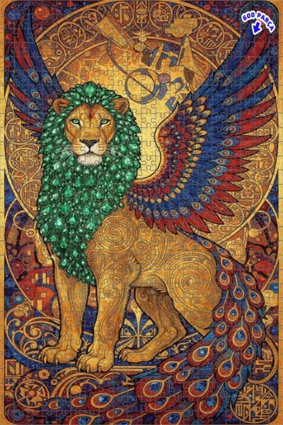 Teona Ahşap لوحة فنية زيتية لأسد مجنح، عمل فني بإطار خشبي مزدوج الطبقات، لغز ...