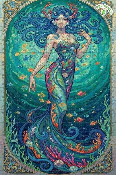 Teona Ahşap لوحة فنية بتصميم حورية البحر، لوحة زيتية بإطار خشبي مزدوج الطبقات...