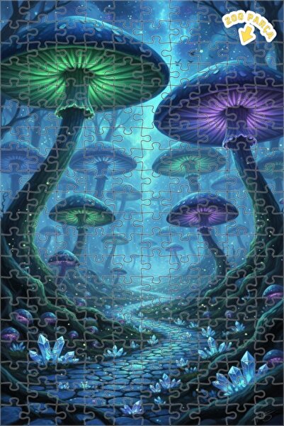 Teona Ahşap لغز خشبي مؤطر بطبقتين من غابة الفطر السحرية 200 قطعة 25x35