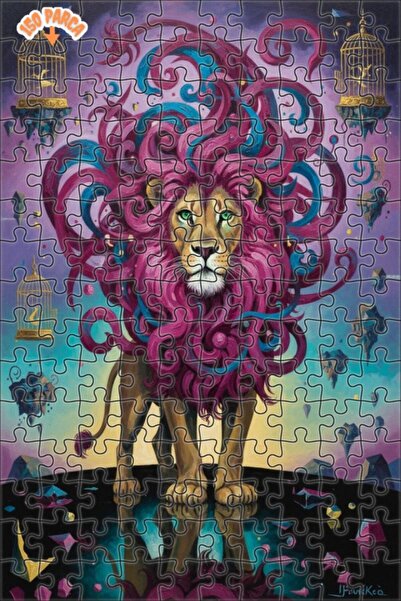 Teona Ahşap Magical Lion's Dream Path Double Layer Framed Wooden Puzzle 150 P...