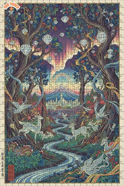 Teona Ahşap لغز خشبي بمظهر لوحة زيتية لمدينة الكريستال في الغابة الغامضة 500 ...