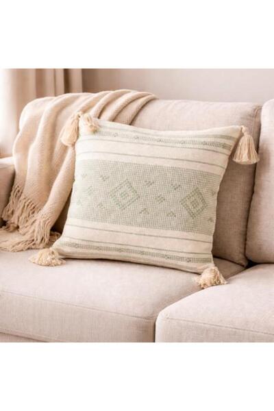 Generic Geometric Pattern Sofa Cushion with Fringes