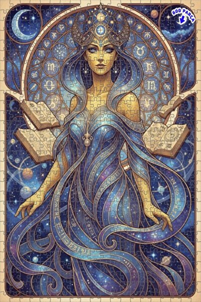 Teona Ahşap لغز خشبي بإطار مزدوج الطبقات بمظهر لوحة زيتية لامرأة الحكمة الكون...