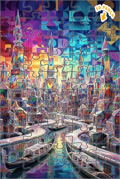 Teona Ahşap لغز خشبي بإطار مزدوج الطابق بتصميم مدينة كريستالية ومشهد رحلة بال...