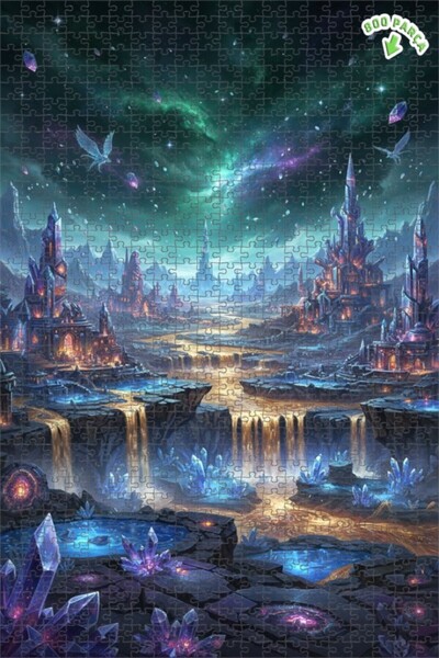 Teona Ahşap لغز خشبي بإطار مزدوج الطبقات بمظهر لوحة زيتية لمدينة كريستال ديار...