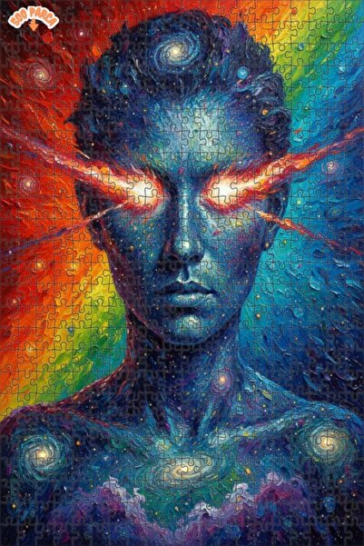 Teona Ahşap لغز خشبي بإطار ذو طبقتين بمظهر لوحة زيتية لشخص ينظر للطاقة الكوني...