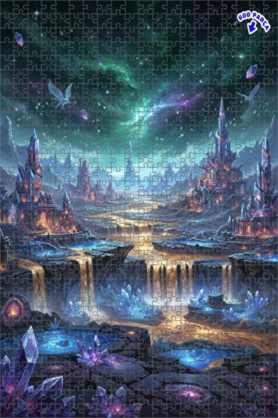 Teona Ahşap لغز خشبي بإطار مزدوج الطبقات بمظهر لوحة زيتية لمدينة كريستال ديار...