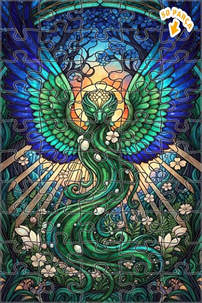 Teona Ahşap لغز خشبي مؤطر بطبقتين من الروح الخضراء ذات الأجنحة السحرية 50 قطع...