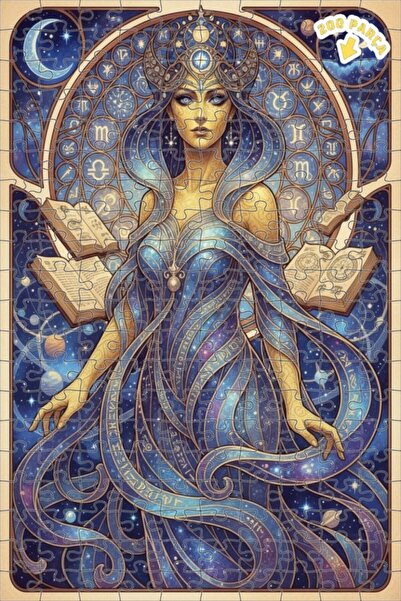 Teona Ahşap لغز خشبي بإطار مزدوج الطبقات بمظهر لوحة زيتية لامرأة الحكمة الكون...