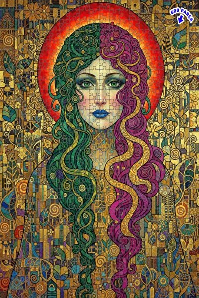 Teona Ahşap لغز خشبي بإطار مزدوج الطبقات بتصميم لوحة زيتية تشبه لوحة كليمت لص...