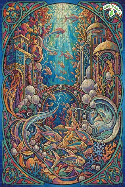 Teona Ahşap لوحة زيتية ملونة للأسماك والهندسة المعمارية تحت الماء، لغز خشبي ب...