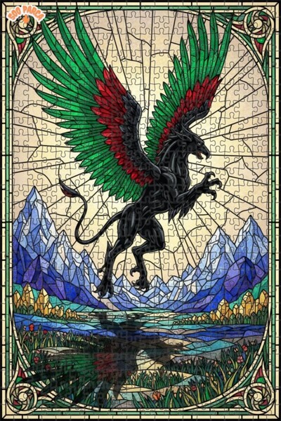 Teona Ahşap لغز خشبي بإطار مزدوج الطبقات من نوع زمرد كانافتلي بلاك غريفين 500...