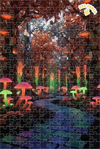 Teona Ahşap لغز خشبي بتصميم غابة الفطر السحرية مع طباعة رقمية 200 قطعة 25×35