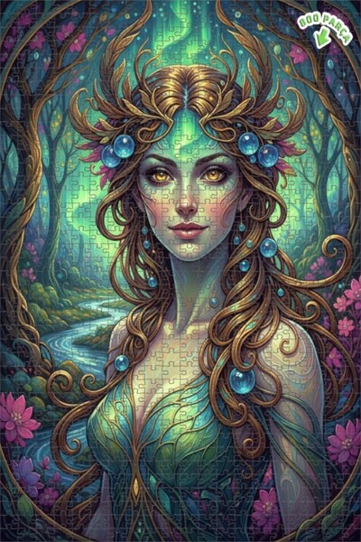 Teona Ahşap لغز خشبي بإطار مزدوج الطبقات بمظهر لوحة زيتية لجنية الغابة 800 قط...