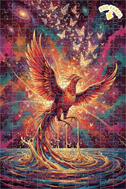 Teona Ahşap Gorgeous Phoenix Galaxy Butterfly Art Double Layer Framed Wooden ...