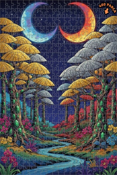 Teona Ahşap لغز خشبي مؤطر بطبقتين من غابة القمر الغامضة 400 قطعة 35×35