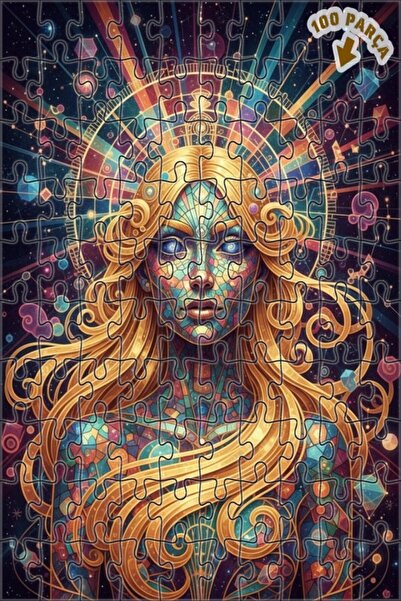 Teona Ahşap لغز خشبي بإطار مزدوج الطبقات بمظهر فن الموزاييك النسائي الكوني 10...