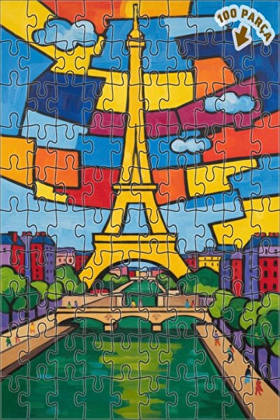 Teona Ahşap لغز فني على شكل برج إيفل الشهير في باريس بمظهر لوحة زيتية 100 قطع...