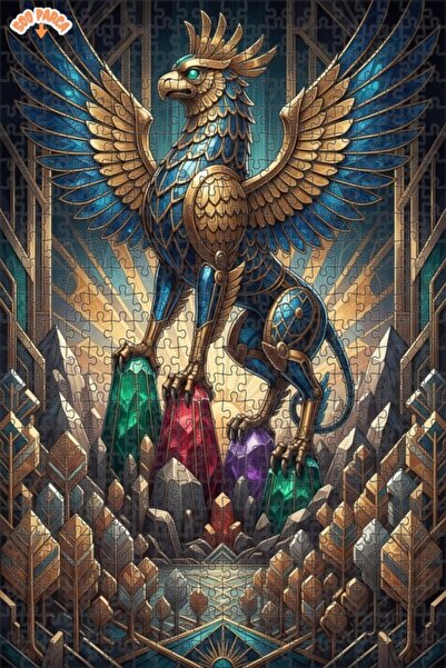 Teona Ahşap Gorgeous Golden Winged Griffin Crystal Forest Double-Deck Framed ...